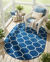 Trellis Mosaic Collection Area Rug -  Pergolatown (Navy Blue) Oval Navy Blue  lifestyle 71