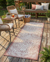 Tribal Terrace Treasures Collection Area Rug - Mayan Marina (Rust Red) Runner Rust Red  lifestyle 54