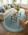 Terrace Fringe Collection Area Rug - Veranda (Teal) Oval Teal  lifestyle 76
