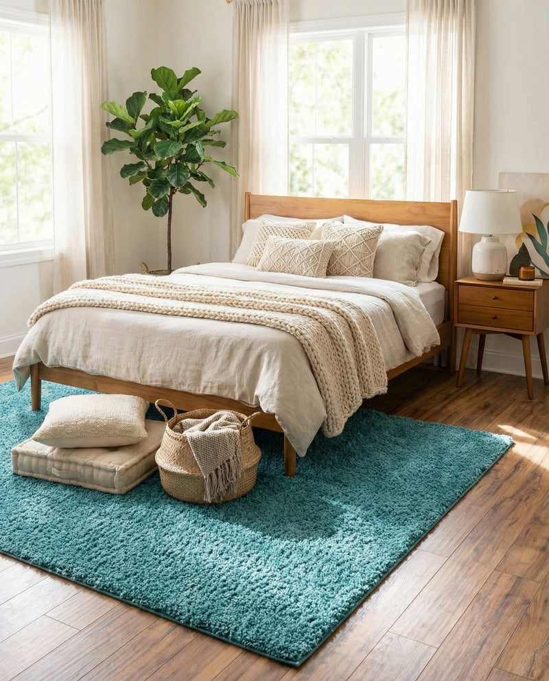 Cozy Comfort Shag Collection Area Rug - Haven (Turquoise) Rectangle Turquoise  lifestyle 10