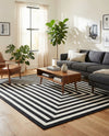 Sustainable Strands Indoor-Outdoor Oasis Collection Area Rug - Harborview Rectangle Black and White  lifestyle 18