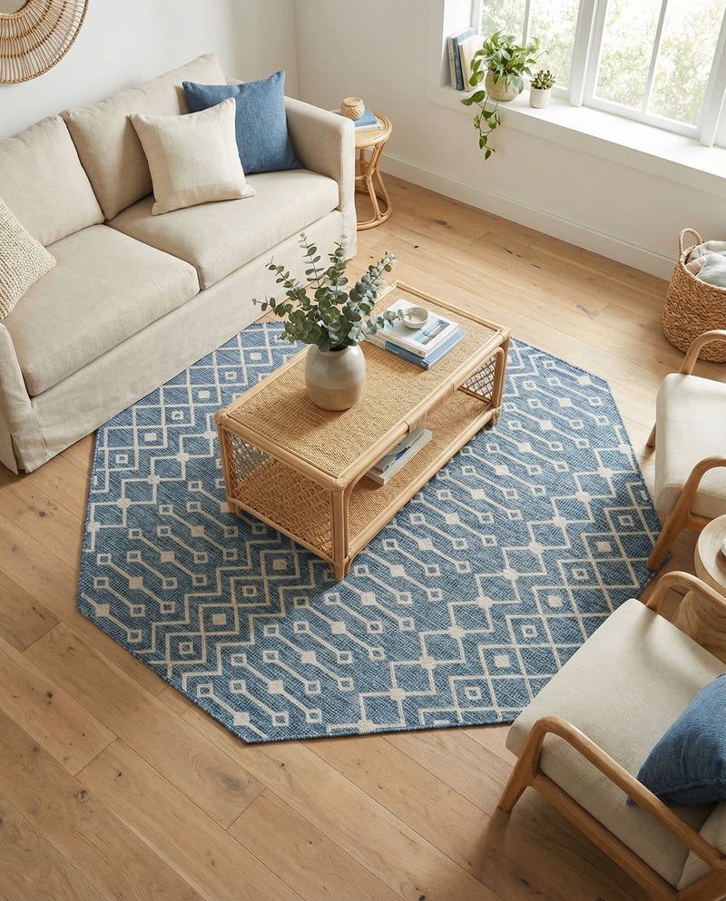 Savannah Pergola Collection Area Rug -  Pergola (Blue) Octagon Blue  lifestyle 44