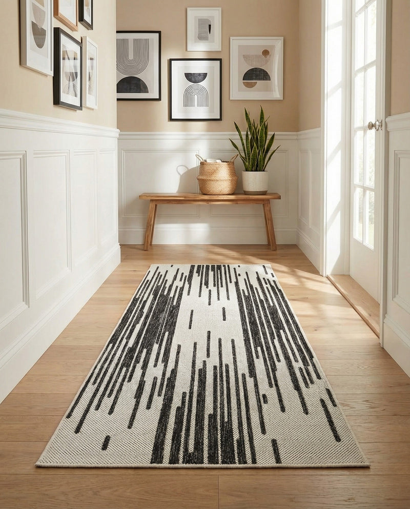 Urban Terrace Collection Area Rug -  Riverside Runner Black and White  lifestyle 39