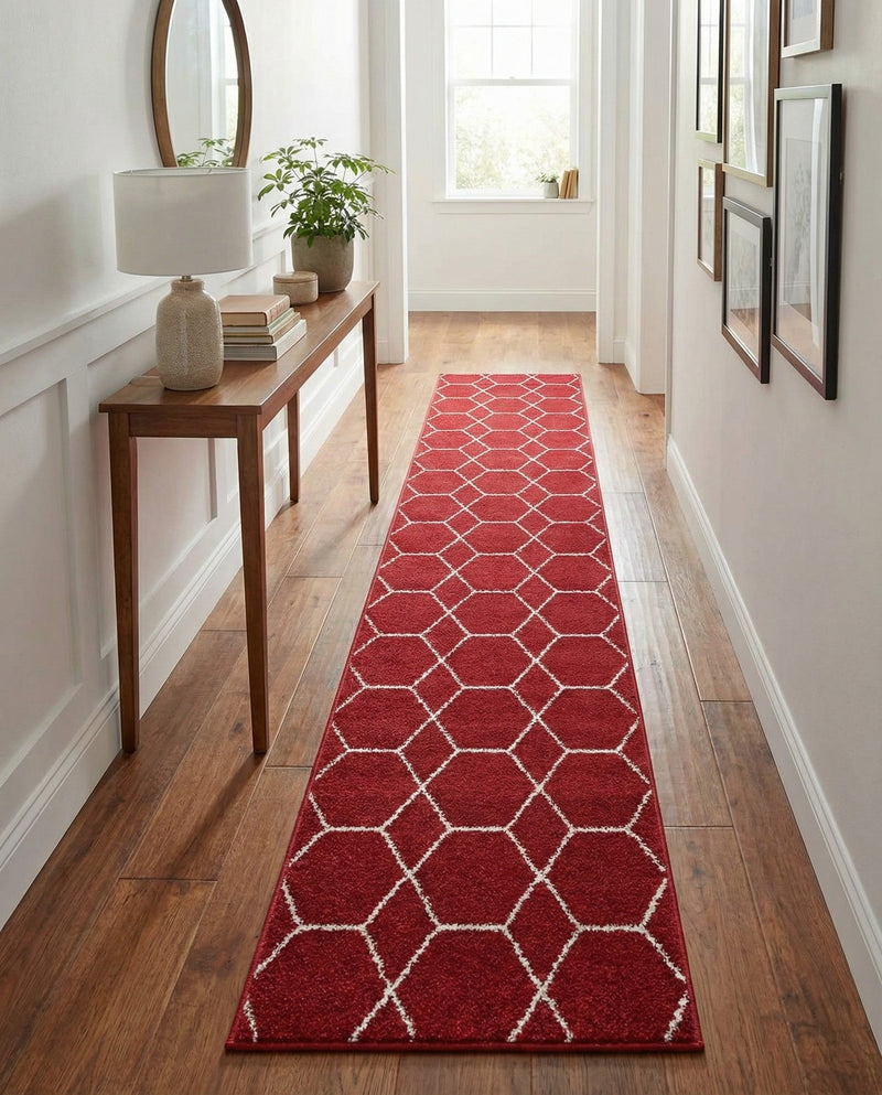 Trellis Mosaic Collection Area Rug - Arborville (Red) Runner Red  lifestyle 32