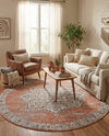 Mykonos Manor Collection Area Rug -  Tinos (Salmon Pink) Round Salmon Pink  lifestyle 46