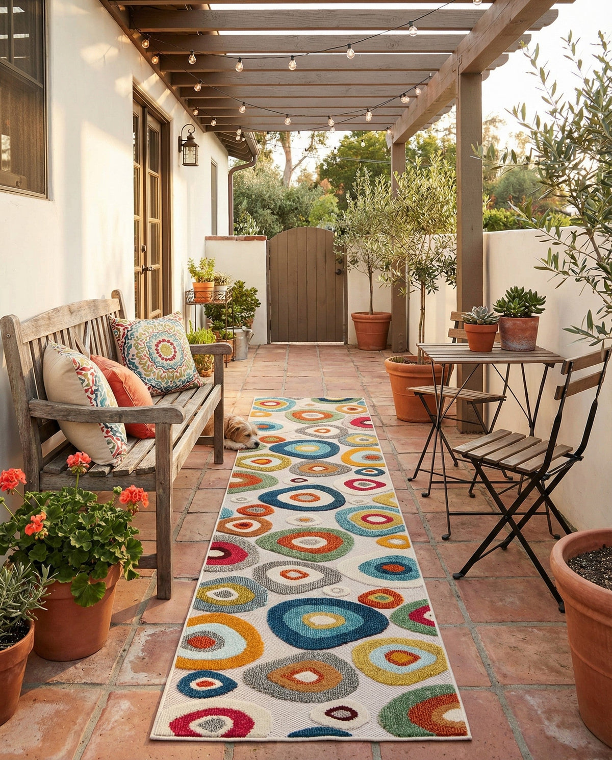 Outdoor Marrakesh Collection Area Rug -  Chefchaouen Runner Multi Beige  lifestyle 117