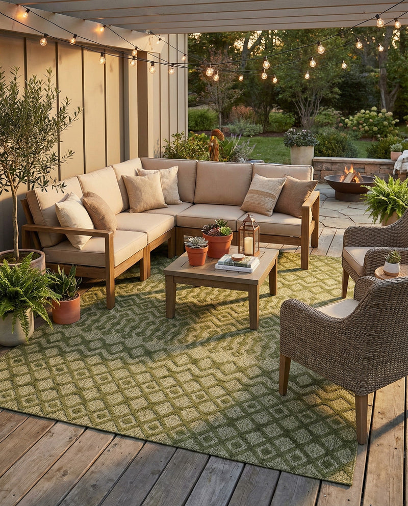 Garden Lattice Charm Collection Area Rug -  Pergola (Green) Rectangle Green  lifestyle 8
