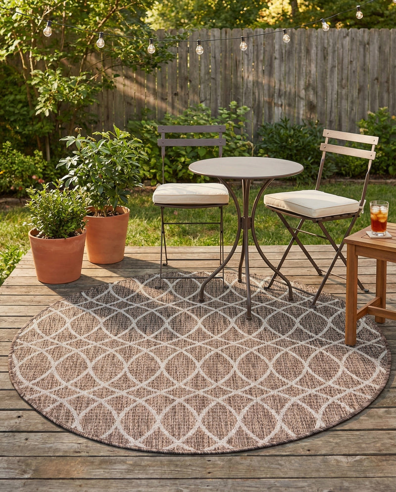 Savannah Pergola Collection Area Rug -  Pavilion (Brown) Round Brown  lifestyle 45