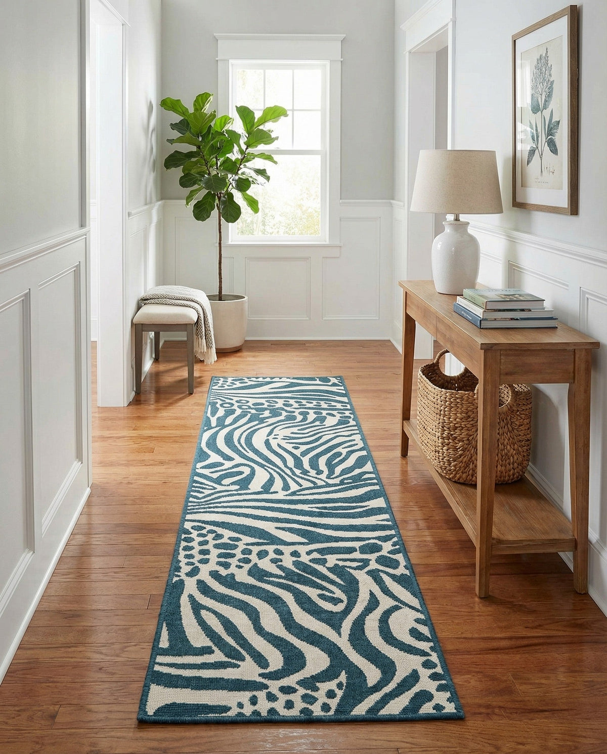 Savannah Escape Collection Area Rug -  Masai Runner Navy Blue and Ivory  lifestyle 48