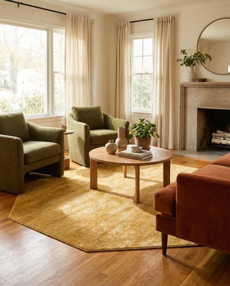 Bloomsbury Elegance Collection Area Rug -  Kensington (Yellow) Octagon Yellow  lifestyle 57