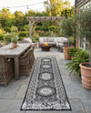 Patio Heritage Collection Area Rug -  Lafayette (Black and White) Runner Black and White  lifestyle 61