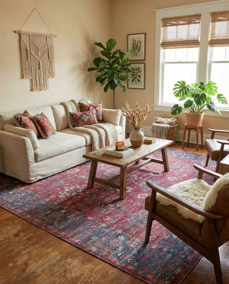 Zahara Oasis Collection Area Rug -  Ouarzazate Square Antique Red  lifestyle 63