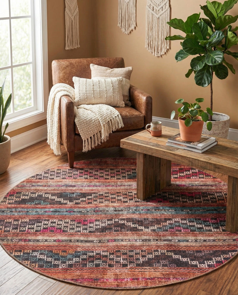 Heritage Elegance Collection Area Rug -  Monticello Round Multi  lifestyle 26