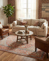 Seville Stripes Collection Area Rug - Cadiz (Brick Red) Square Brick Red  lifestyle 68