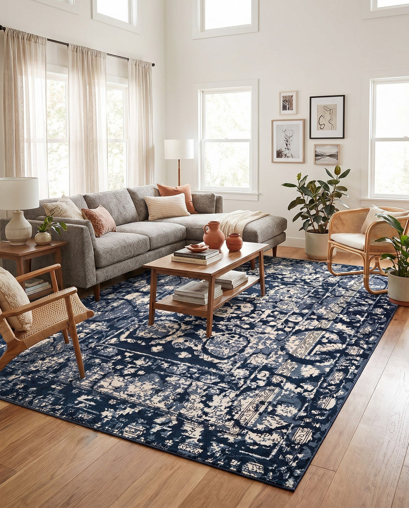 Horizon Collection Area Rug -  Zenith Rectangle Blue  lifestyle 70