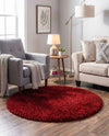 Eternal Plush Oasis Collection Area Rug -  Tranquility (Merlot) Round Merlot  lifestyle 36