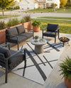 Urban Terrace Collection Area Rug -  Bowery Rectangle Black and White  lifestyle 15