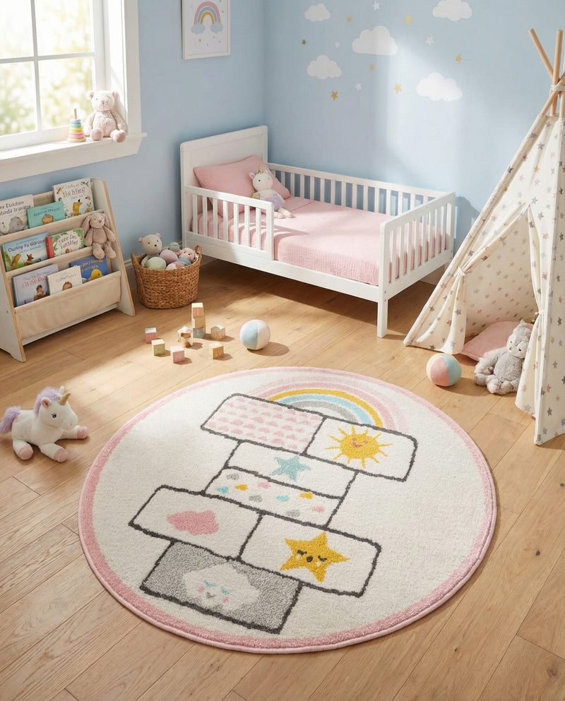 Wonder Tykes Collection Area Rug -  Swirl Round Ivory  lifestyle 36