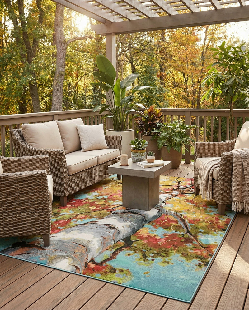 Seaside Blooms Collection Area Rug - Eden Rectangle Multi  lifestyle 11
