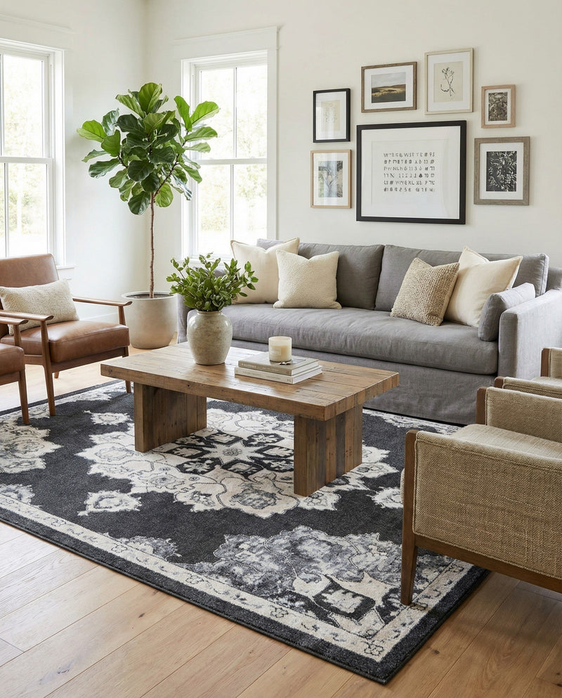 Beverly Grove Collection Area Rug - Melrose (Charcoal) Rectangle Charcoal  lifestyle 7