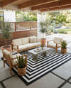 Sustainable Strands Indoor-Outdoor Oasis Collection Area Rug - Harborview Rectangle Black and White  lifestyle 19
