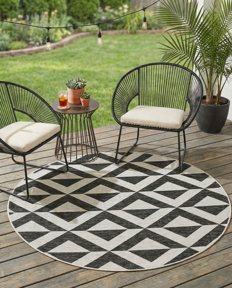 Urban Oasis Rugs Collection Area Rug -  Highrise (Charcoal Gray) Round Charcoal Gray  lifestyle 34