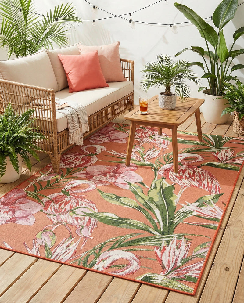 Seaside Blooms Collection Area Rug -  Kyoto Rectangle Coral  lifestyle 13