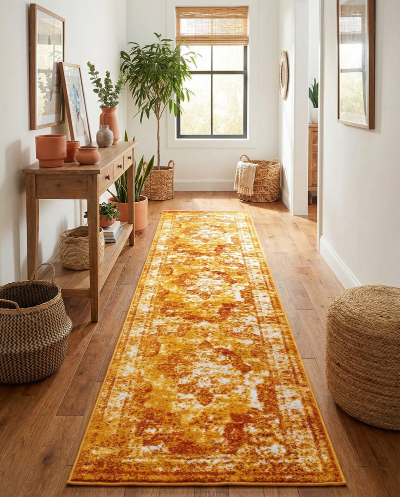 Riviera Elegance Collection Area Rug -  Menton (Orange) Runner Orange  lifestyle 77
