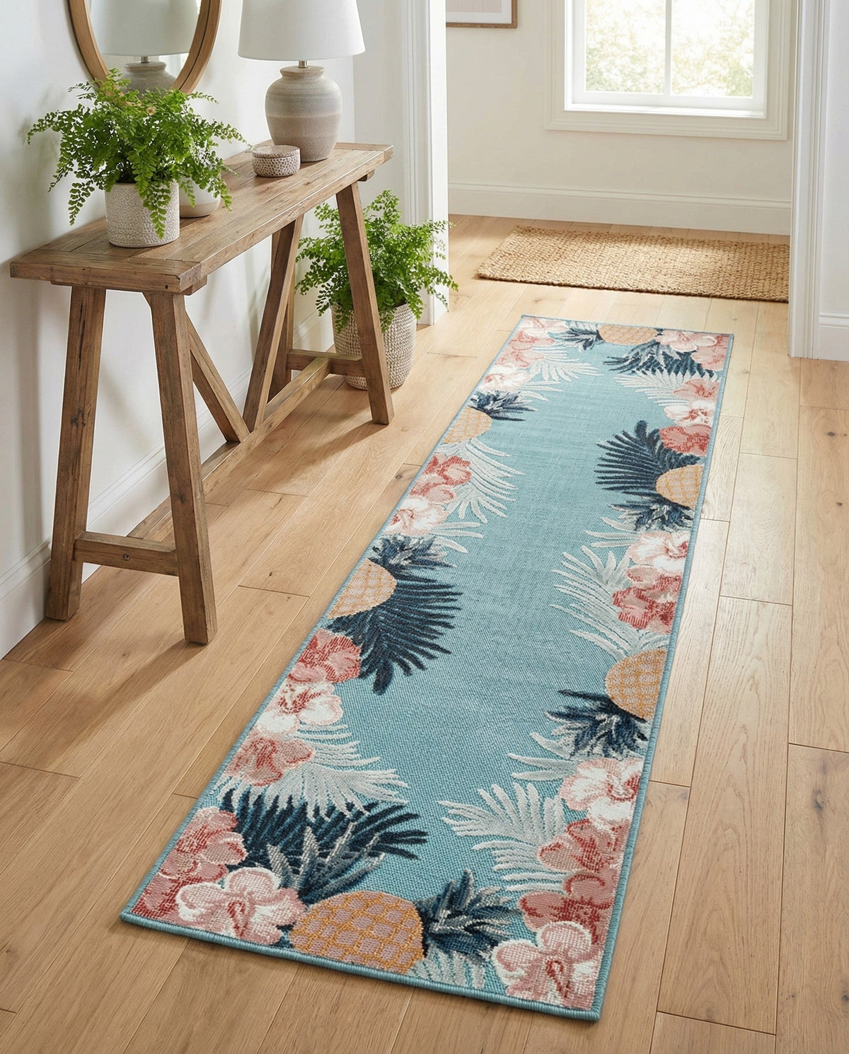 Seaside Blooms Collection Area Rug - Haven Runner Blue  lifestyle 107