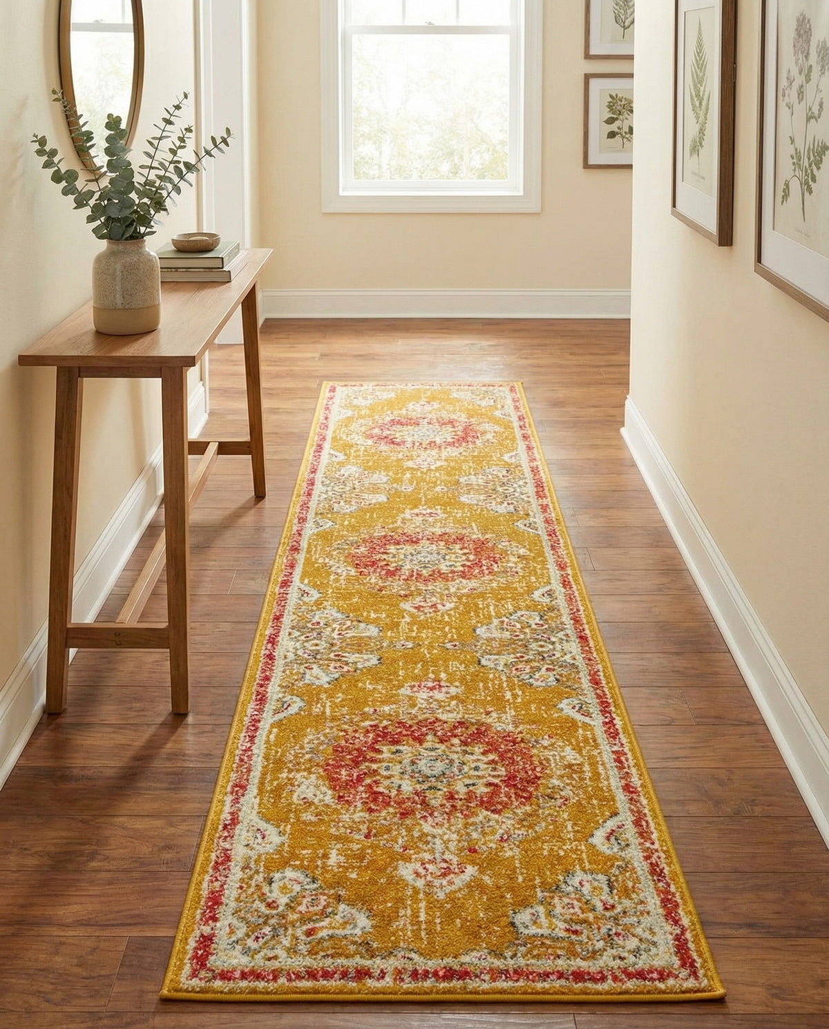 Brighton Terrace Collection Area Rug - Hove (Gold) Runner Gold  lifestyle 126