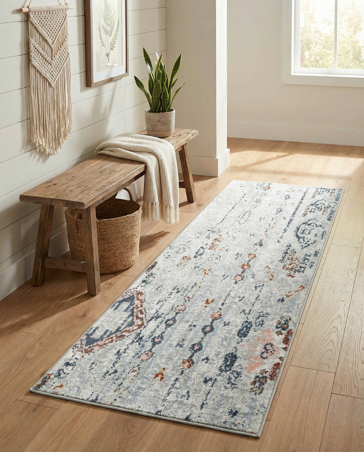 Aegean Elegance Washables Collection Area Rug -  Zakynthos Runner Ivory Gray  lifestyle 84