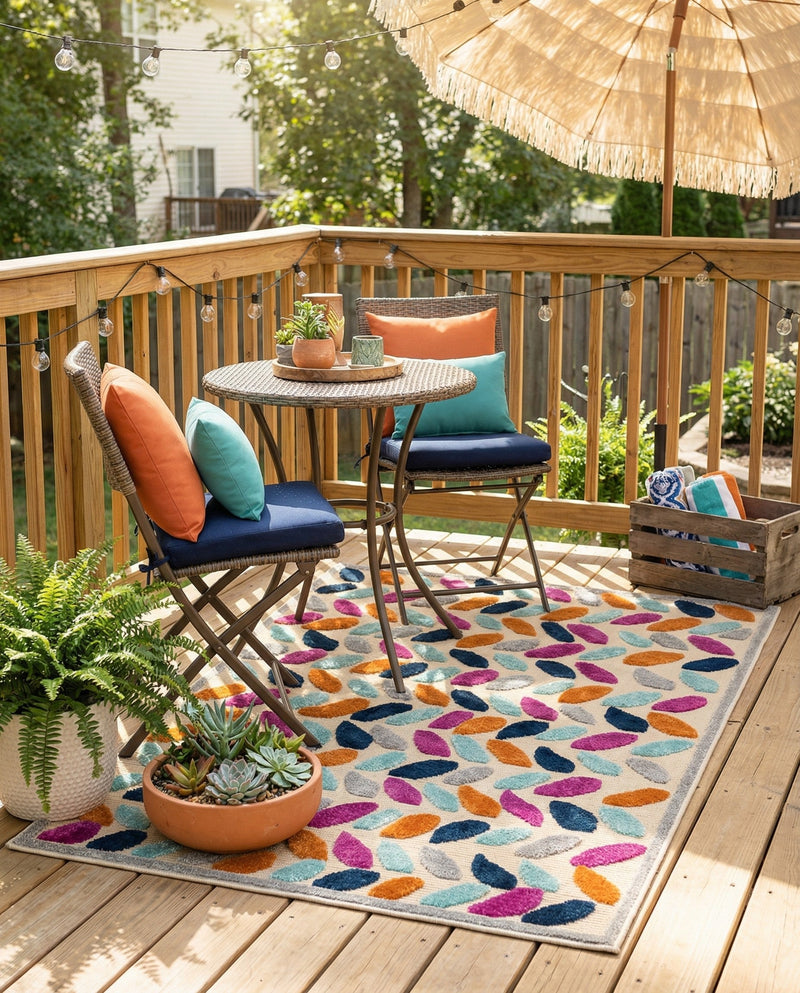 Bahama Breeze Outdoor Collection Area Rug - Nassau Rectangle Beige  lifestyle 20