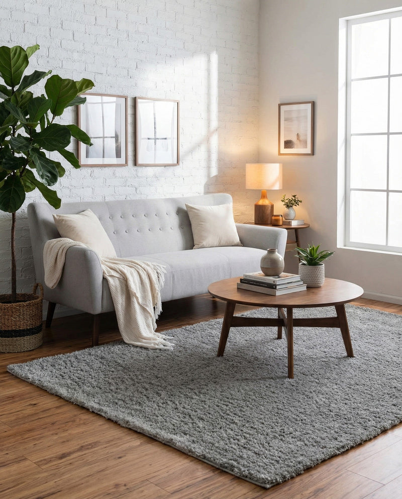 Cozy Comfort Shag Collection Area Rug - Haven (Cloud Gray) Rectangle Cloud Gray  lifestyle 5