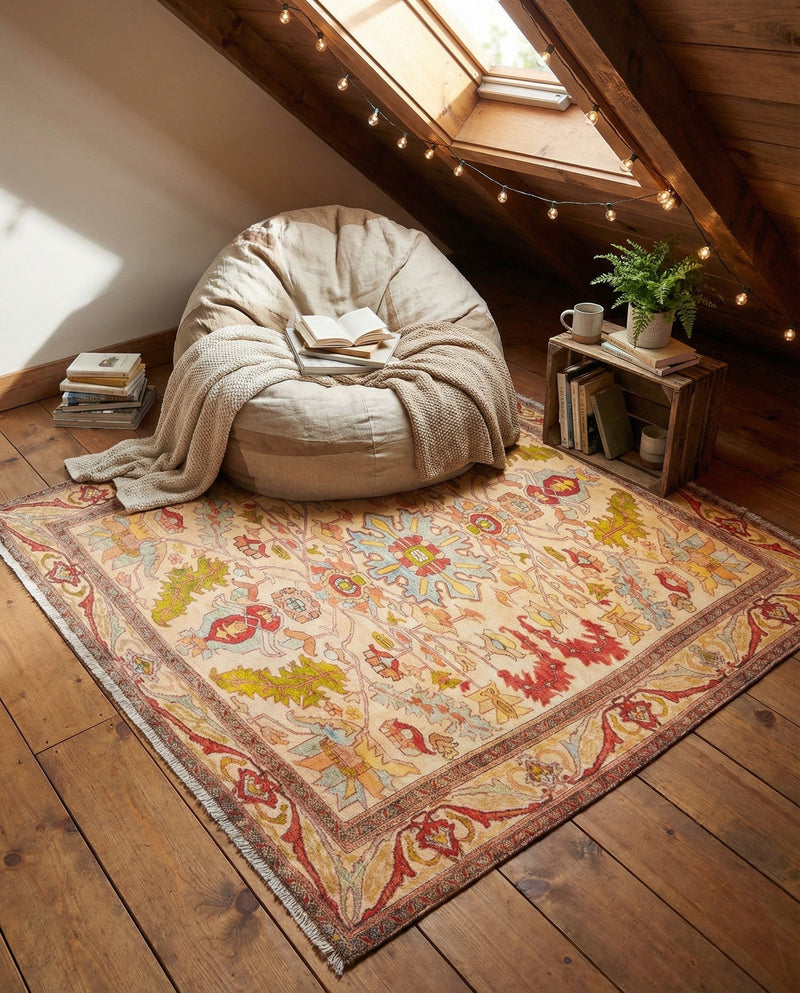 Bazaar Chic Collection Area Rug -  Tetouan Square Beige  lifestyle 48