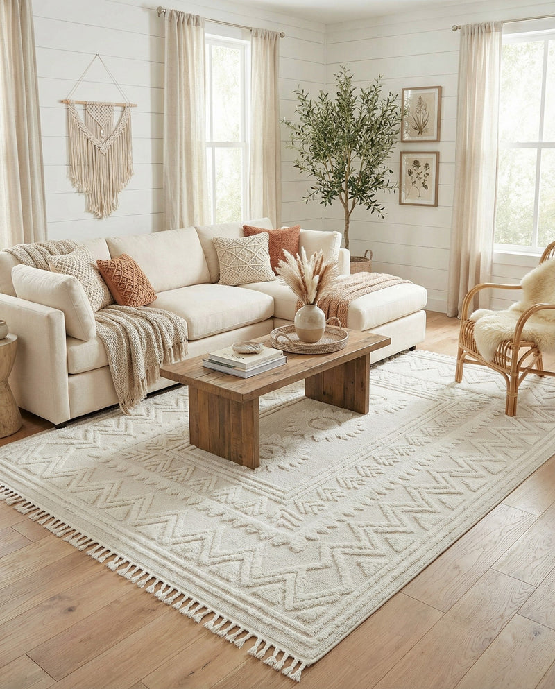 Sahara Chic Collection Area Rug -  Tangier Rectangle Ivory  lifestyle 40