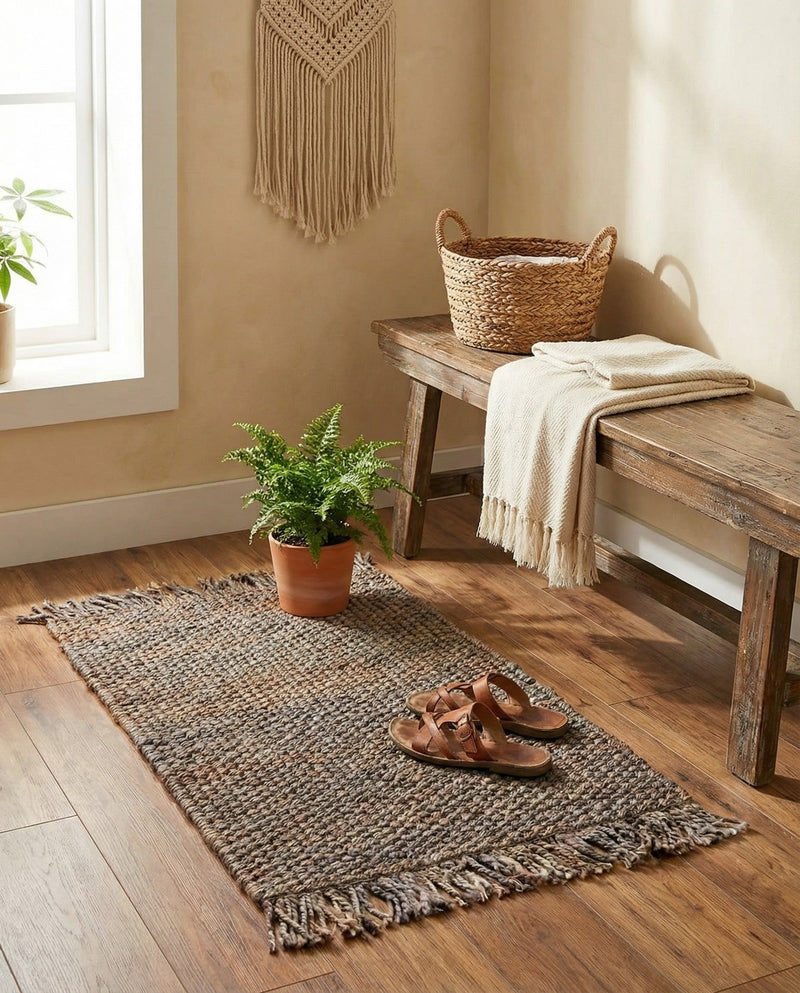 Savannah Jute Collection Area Rug - Seashore Rectangle Gray  lifestyle 10