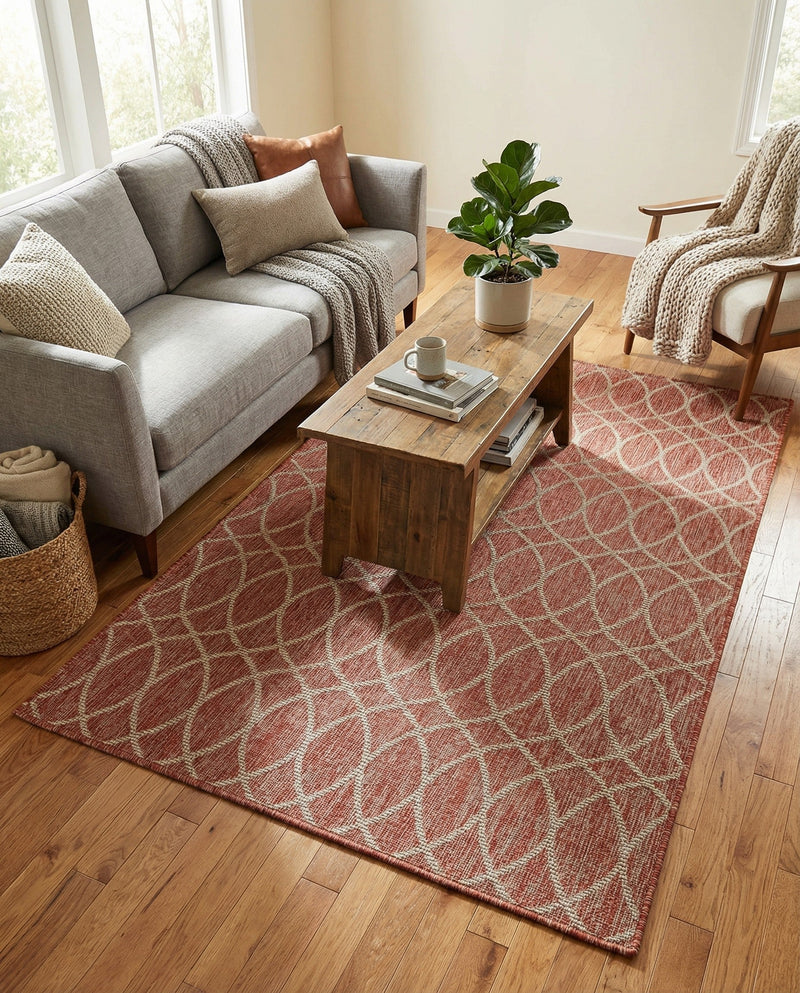 Savannah Pergola Collection Area Rug -  Pavilion (Rust Red) Rectangle Rust Red  lifestyle 6