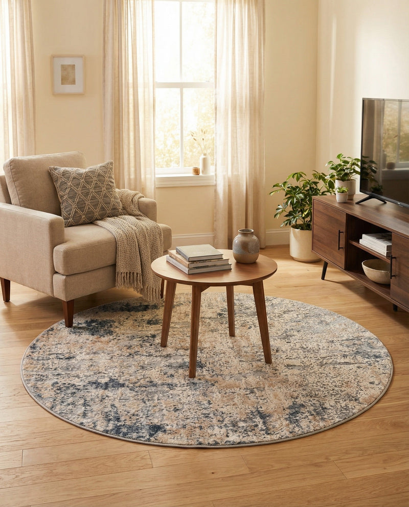 Aegean Elegance Collection Area Rug - Mykonos Round Cream  lifestyle 30