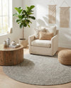 Highland Woven Jute Collection Area Rug - Glenmore (Gray) Round Gray  lifestyle 54