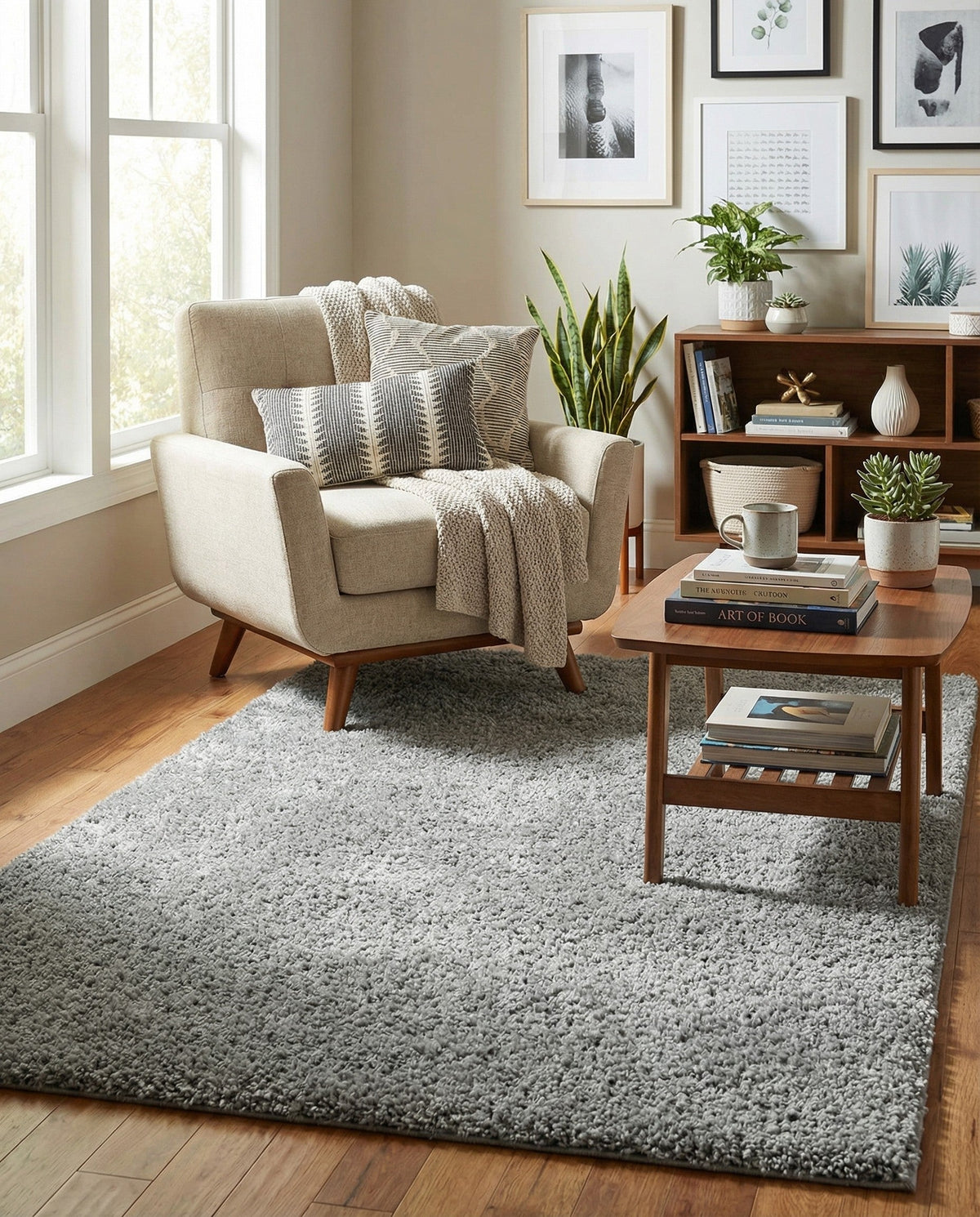 Cozy Comfort Shag Collection Area Rug - Haven (Cloud Gray) Square Cloud Gray  lifestyle 31