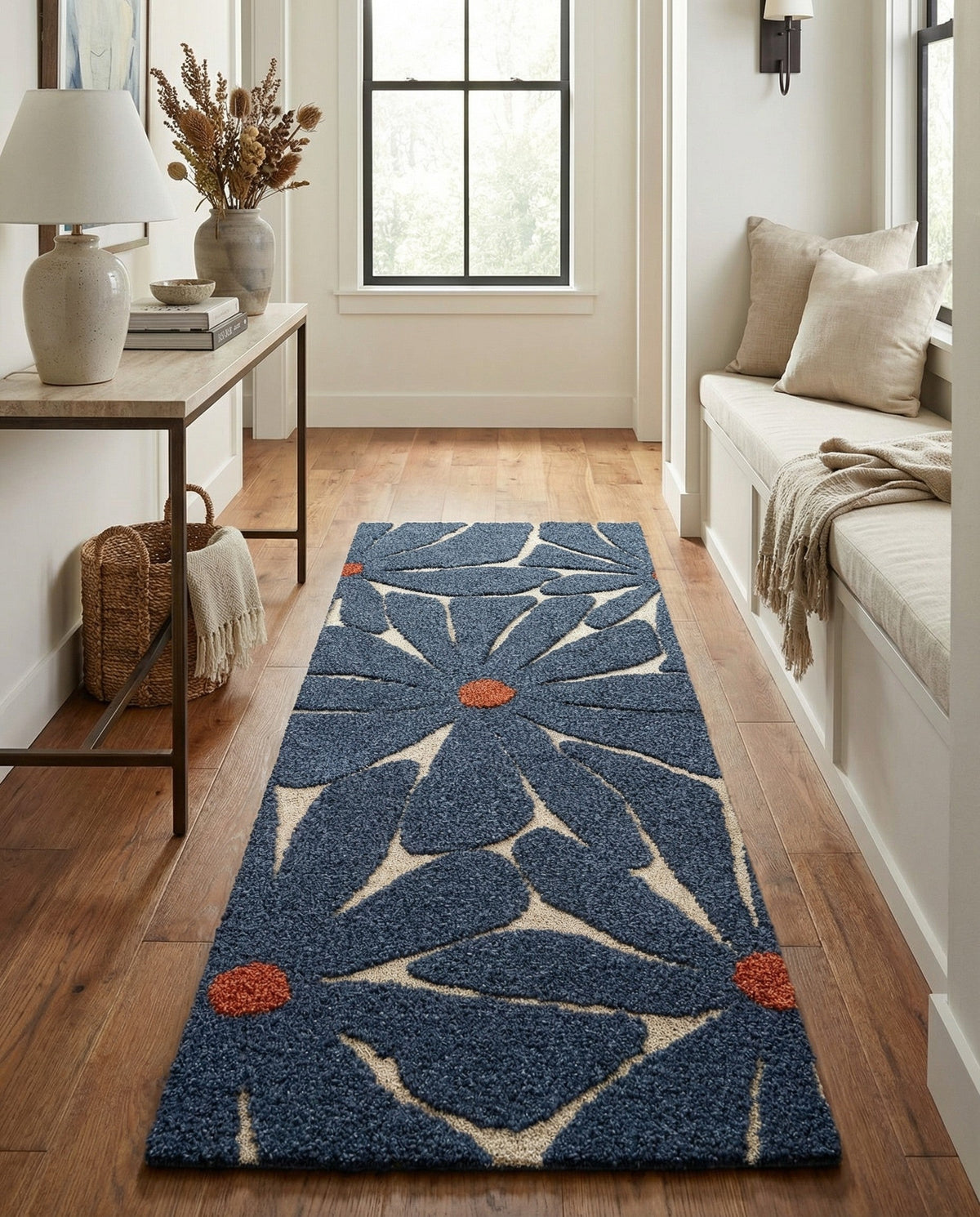 Briarwood Looms Collection Area Rug -  Navytide Runner Navy Blue and Ivory  lifestyle 13