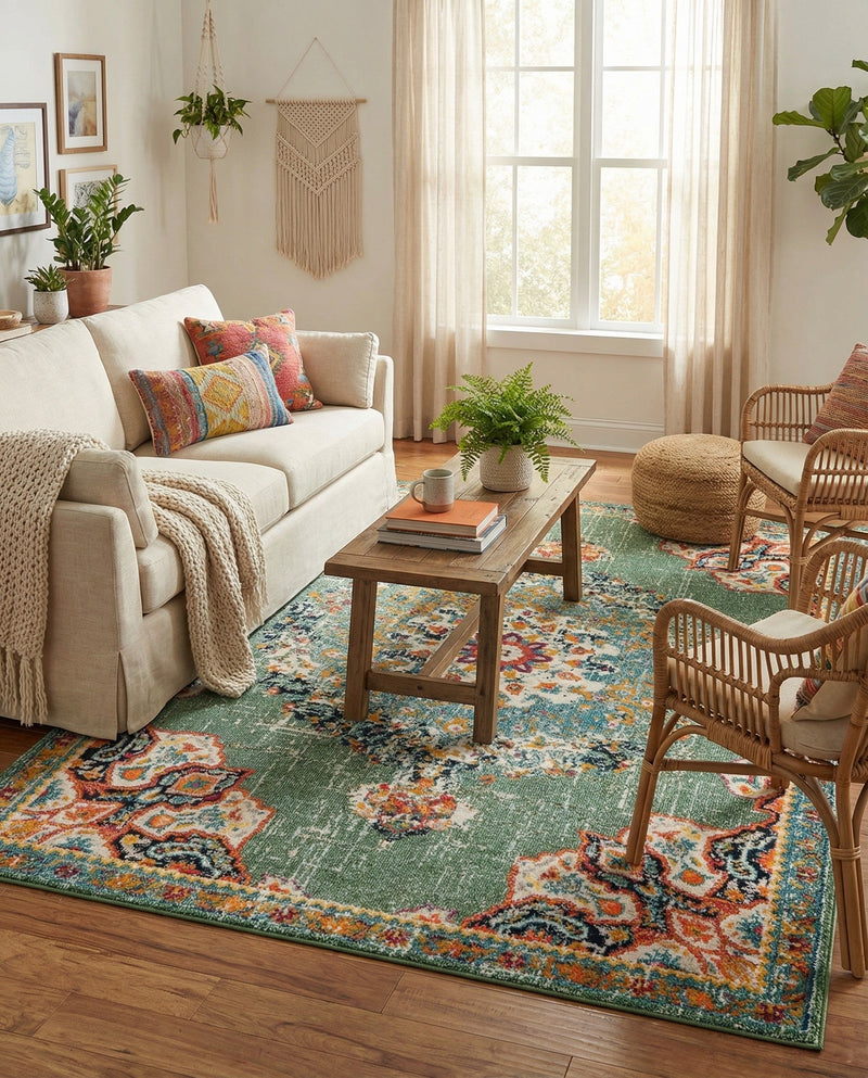 Brighton Terrace Collection Area Rug - Hove (Green) Rectangle Green  lifestyle 14