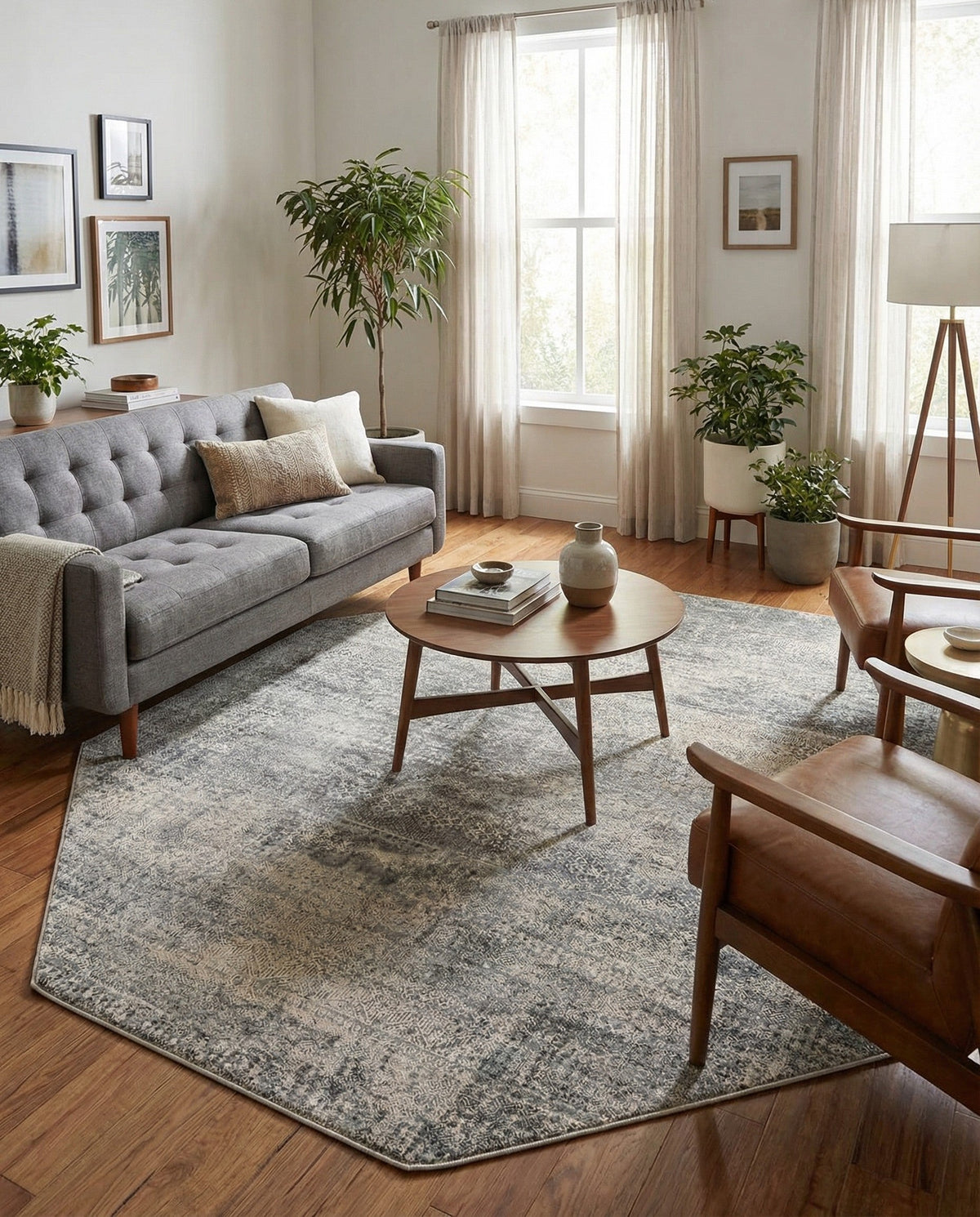 Bloomsbury Elegance Collection Area Rug -  Pimlico Octagon Gray  lifestyle 101