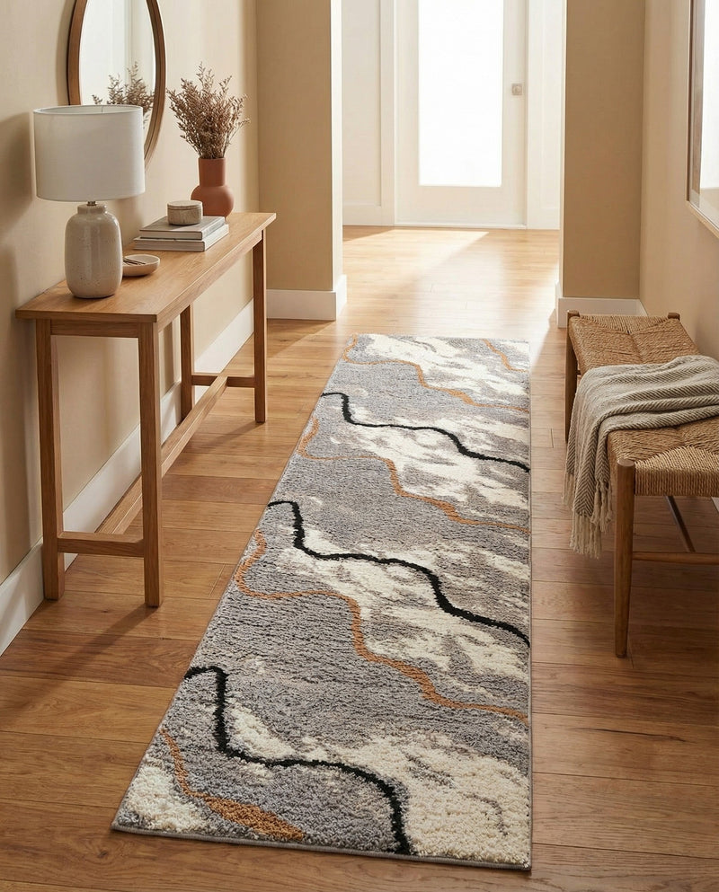 Sienna Collection Area Rug -  Tuscany Runner Gray and Ivory  lifestyle 48