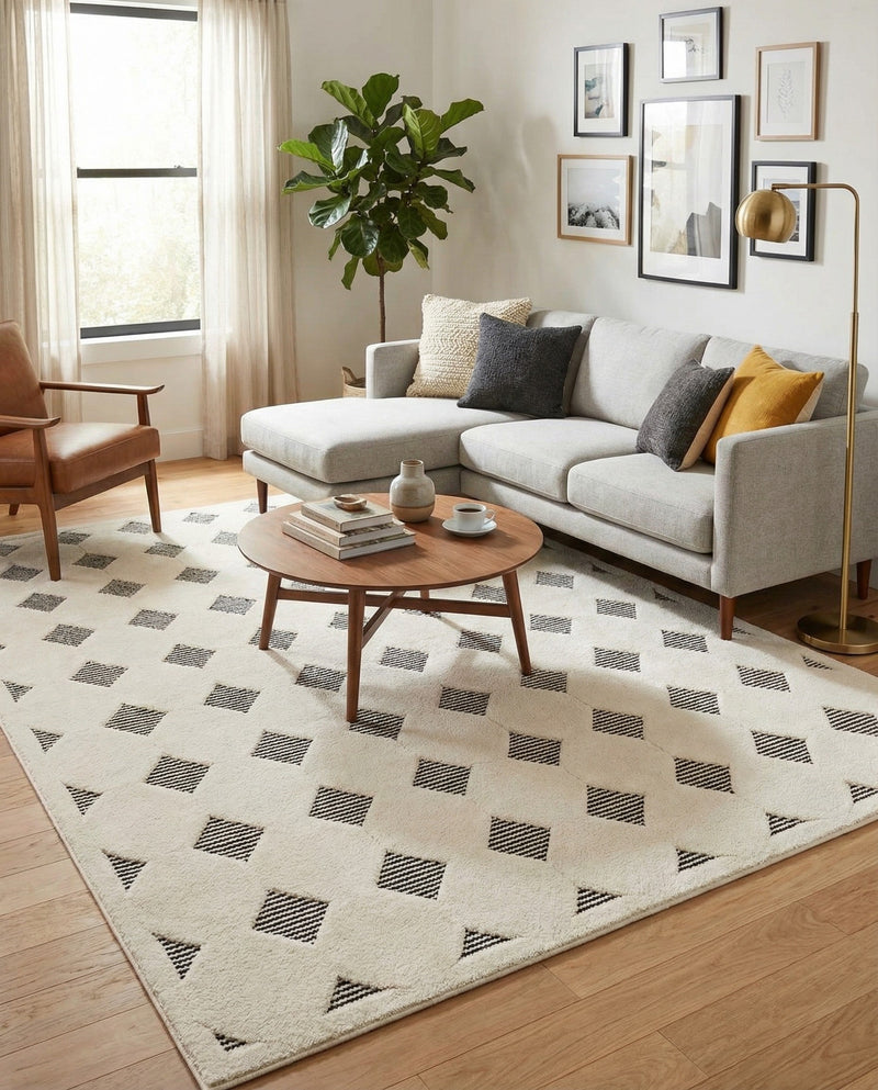 Monochrome Collection Area Rug -  Quartz Rectangle Black and White  lifestyle 8