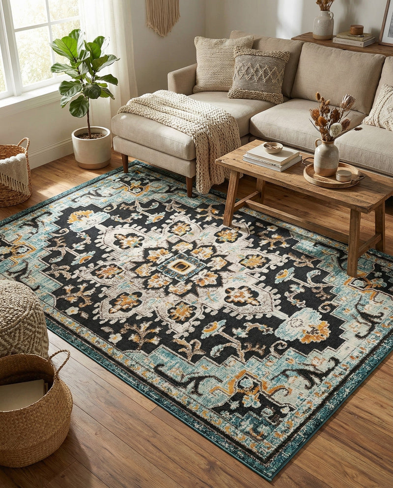 Outdoor Marrakesh Collection Area Rug -  Essaouira Rectangle Navy Blue  lifestyle 12