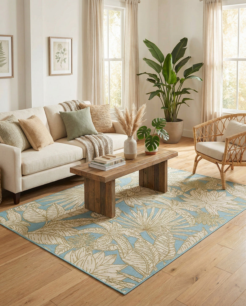 Seaside Blooms Collection Area Rug -  Shalimar Rectangle Soft Blue  lifestyle 13
