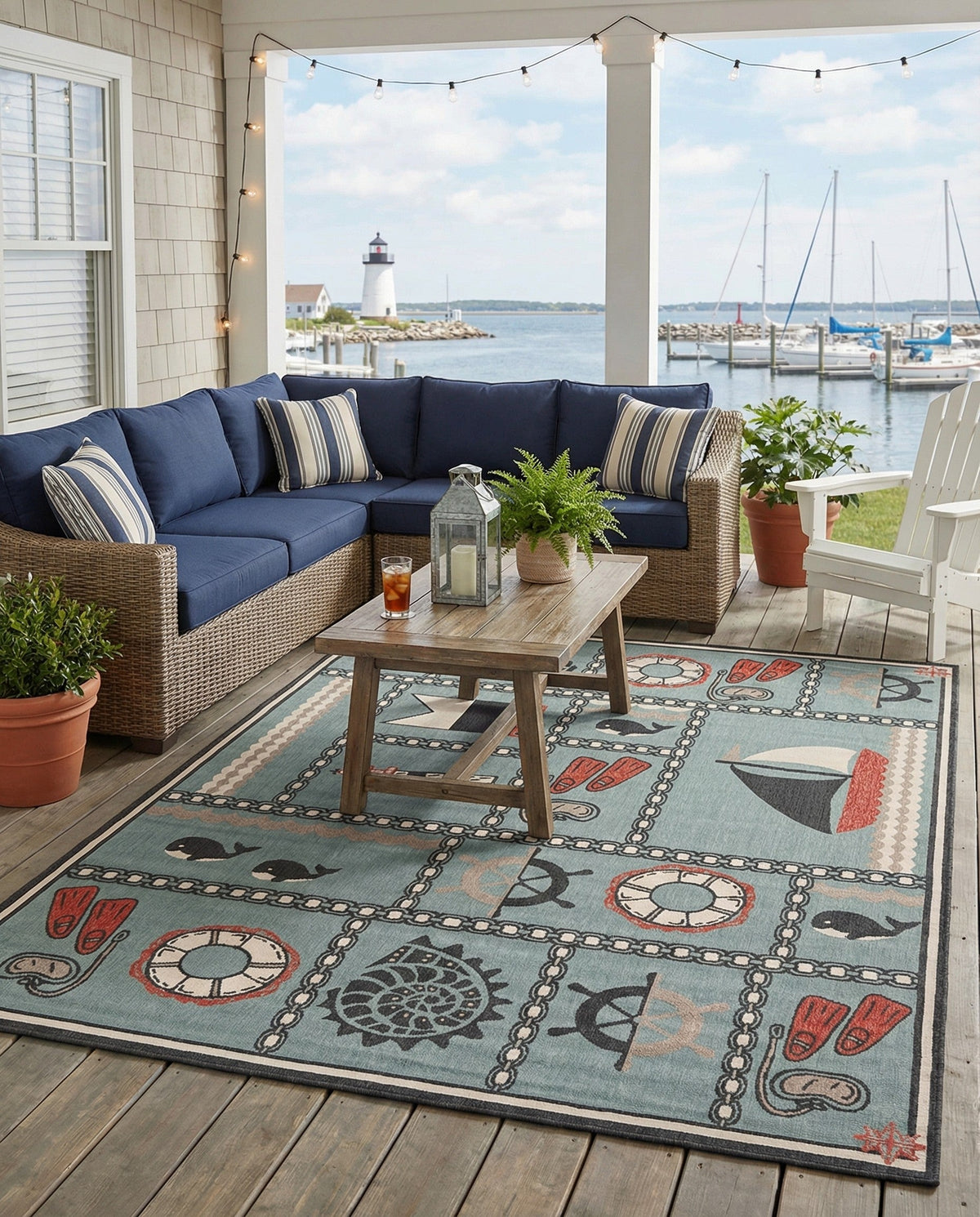 Seaside Haven Rugs Collection Area Rug -  Anchorage Rectangle Blue  lifestyle 8