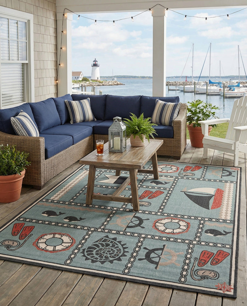 Seaside Haven Rugs Collection Area Rug -  Anchorage Rectangle Blue  lifestyle 8