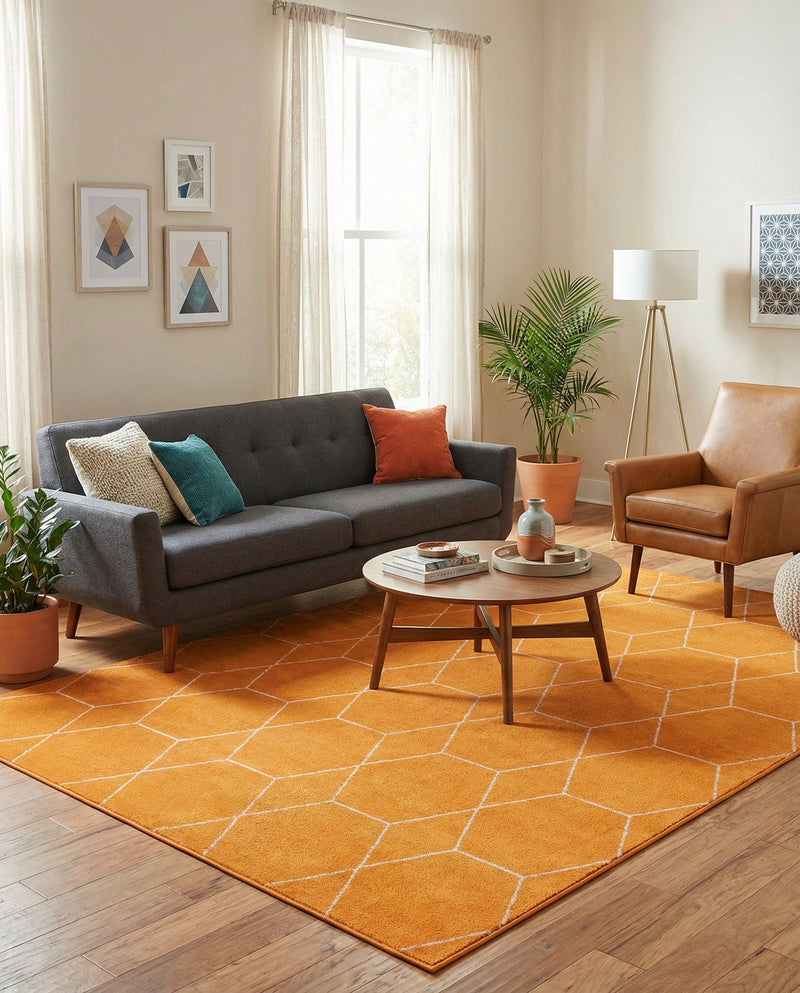 Trellis Mosaic Collection Area Rug - Arborville (Orange) Rectangle Orange  lifestyle 3